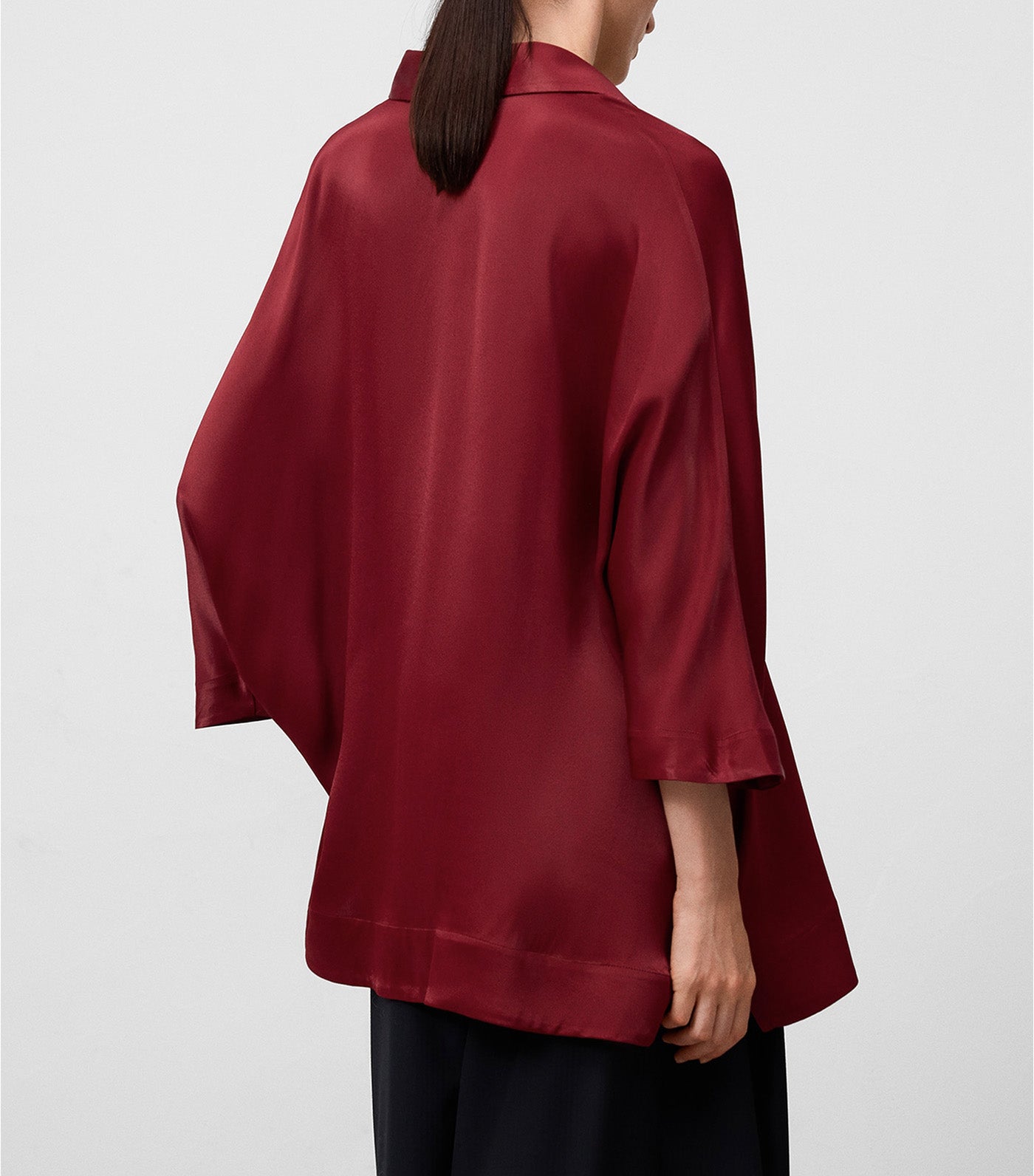 Adolfo Dominguez Viscose Oversized Satin Shirt Dark Red 
