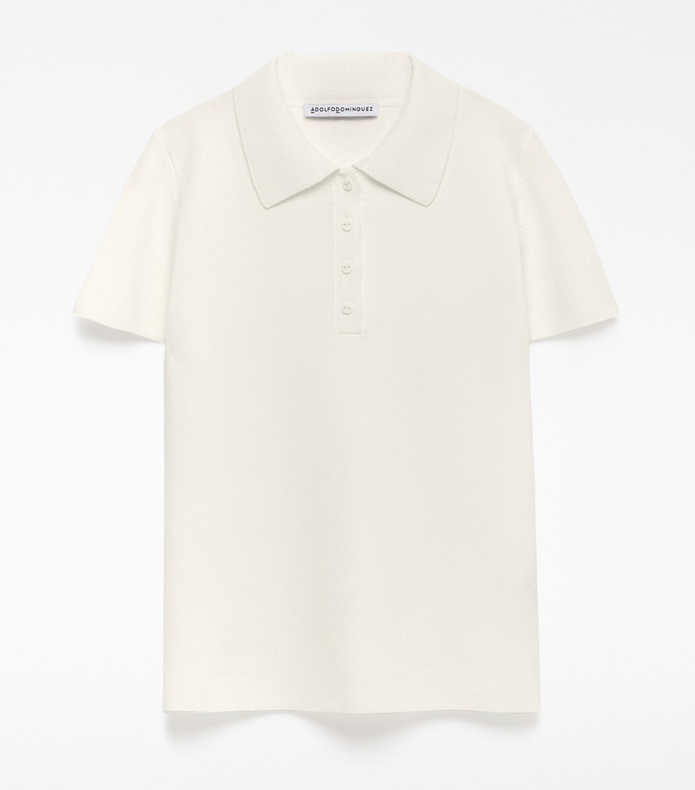 Knit Short Sleeve Polo Shirt Ecru