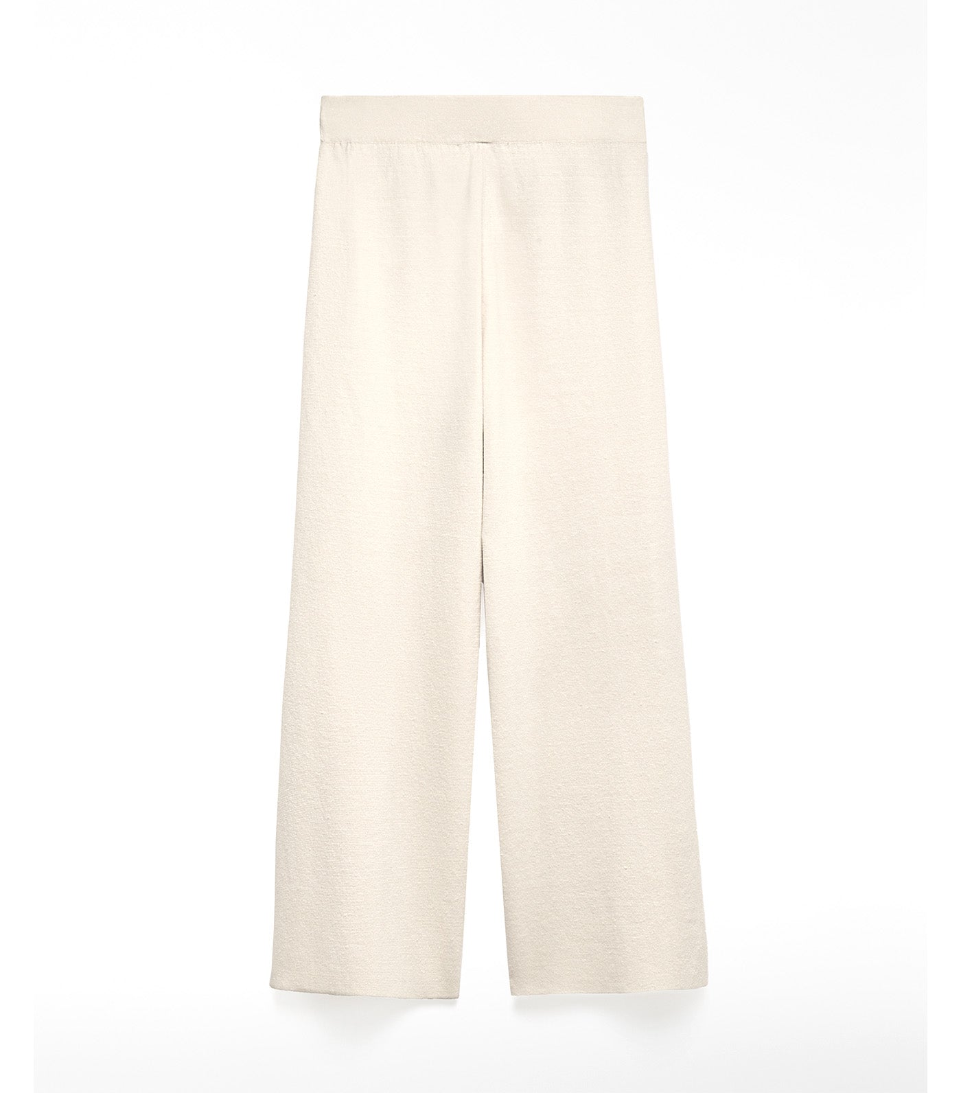 Linen Blend Knit Trousers Light Cream