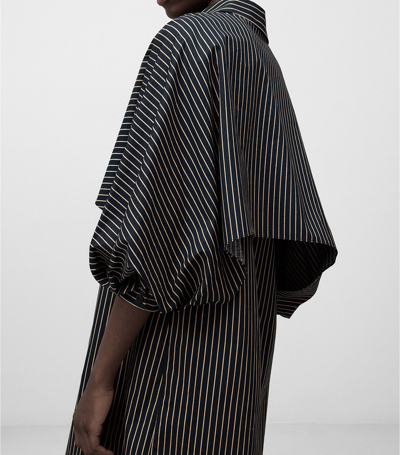 Cotton Striped Shirt Dress Navy Blue/Ecru Stripe