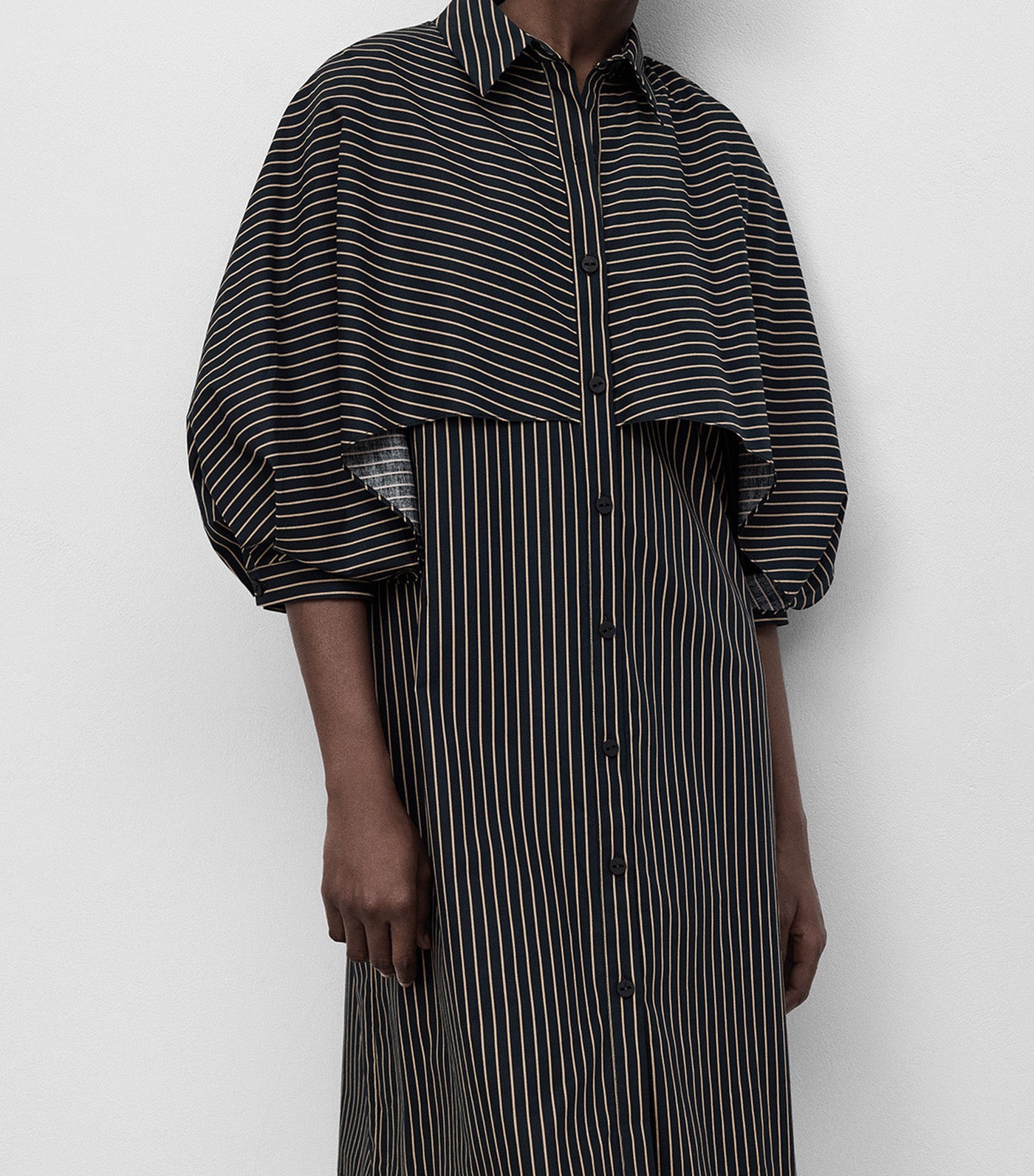 Cotton Striped Shirt Dress Navy Blue/Ecru Stripe