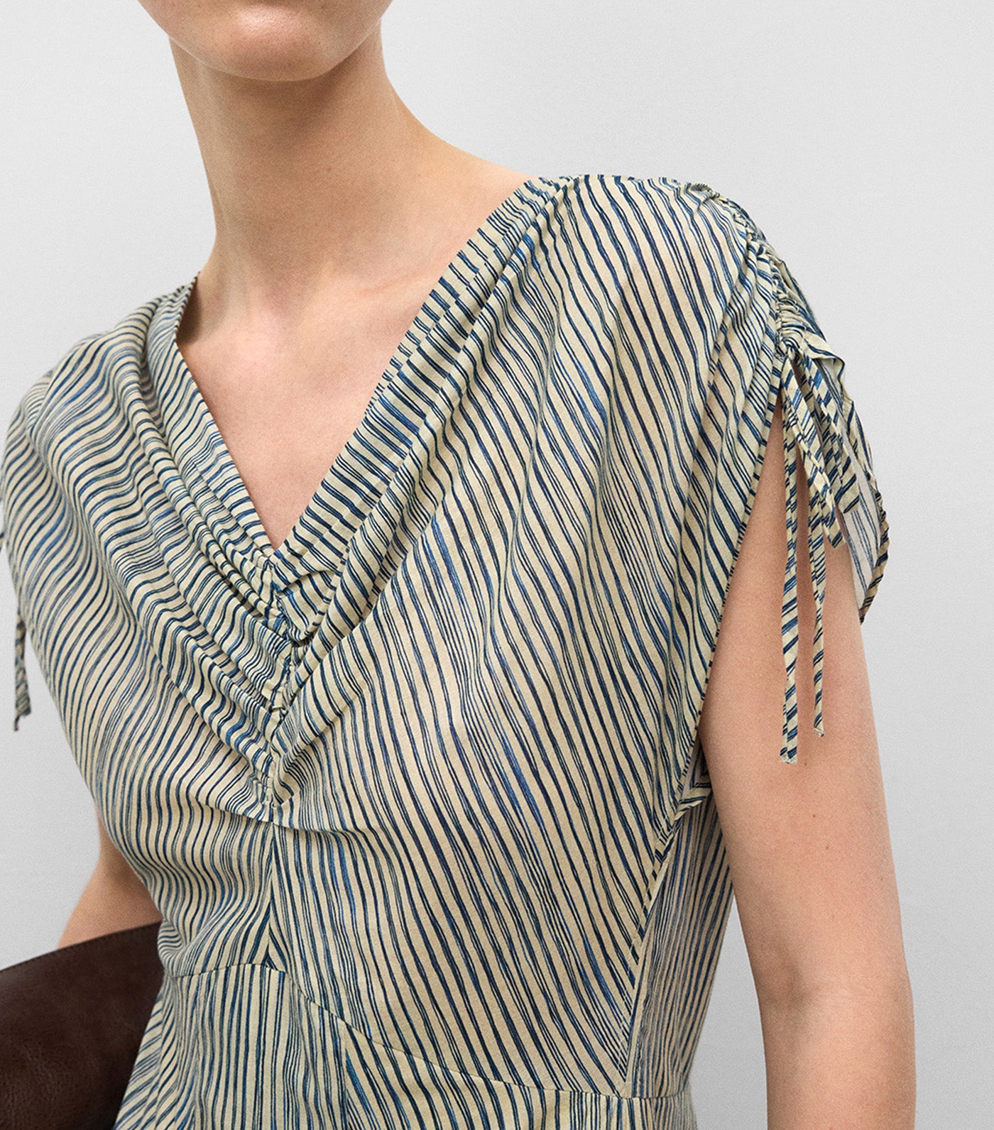 Ruched Striped Dress White/Blue Stripe