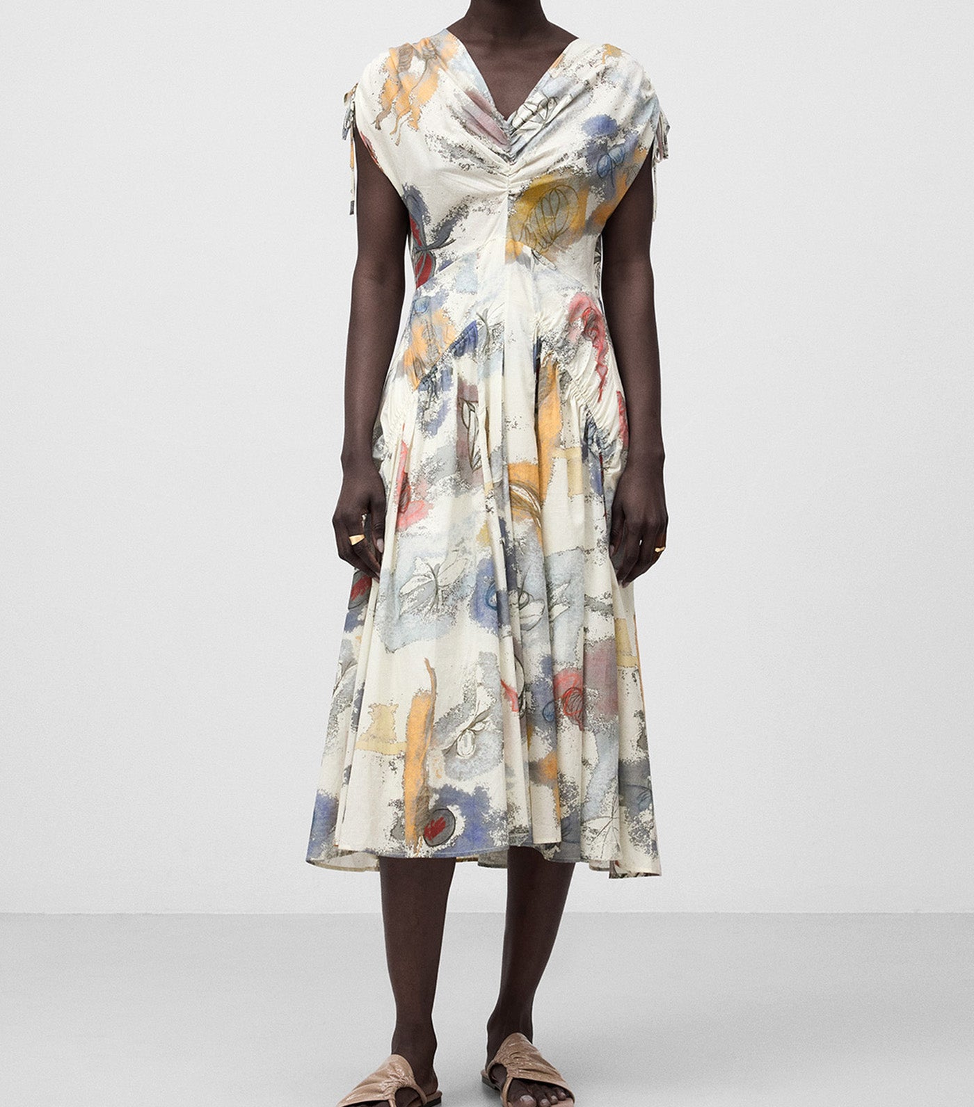 Ruched Printed Dress Multicolor