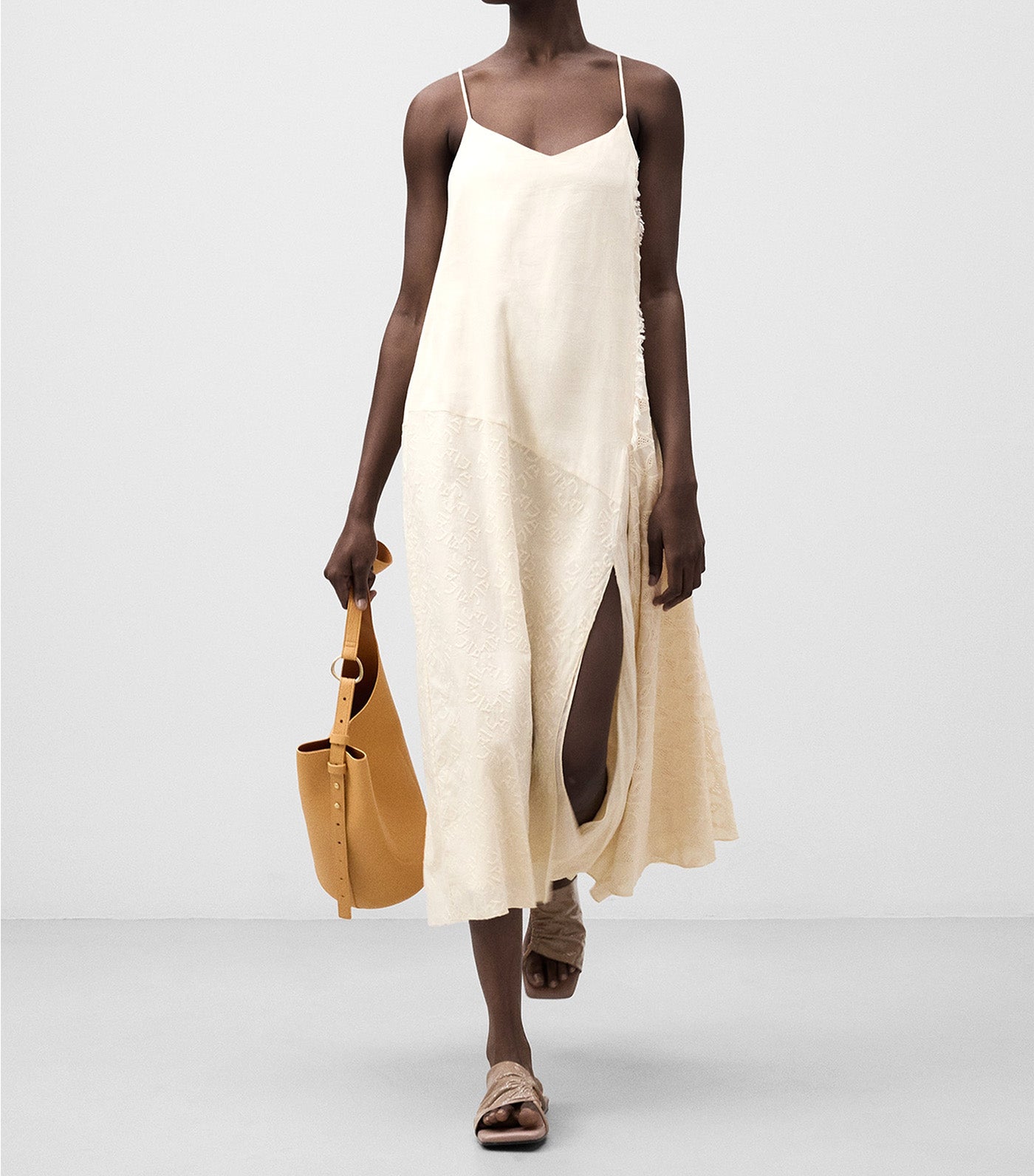 Asymmetrical Combined Dress Natural