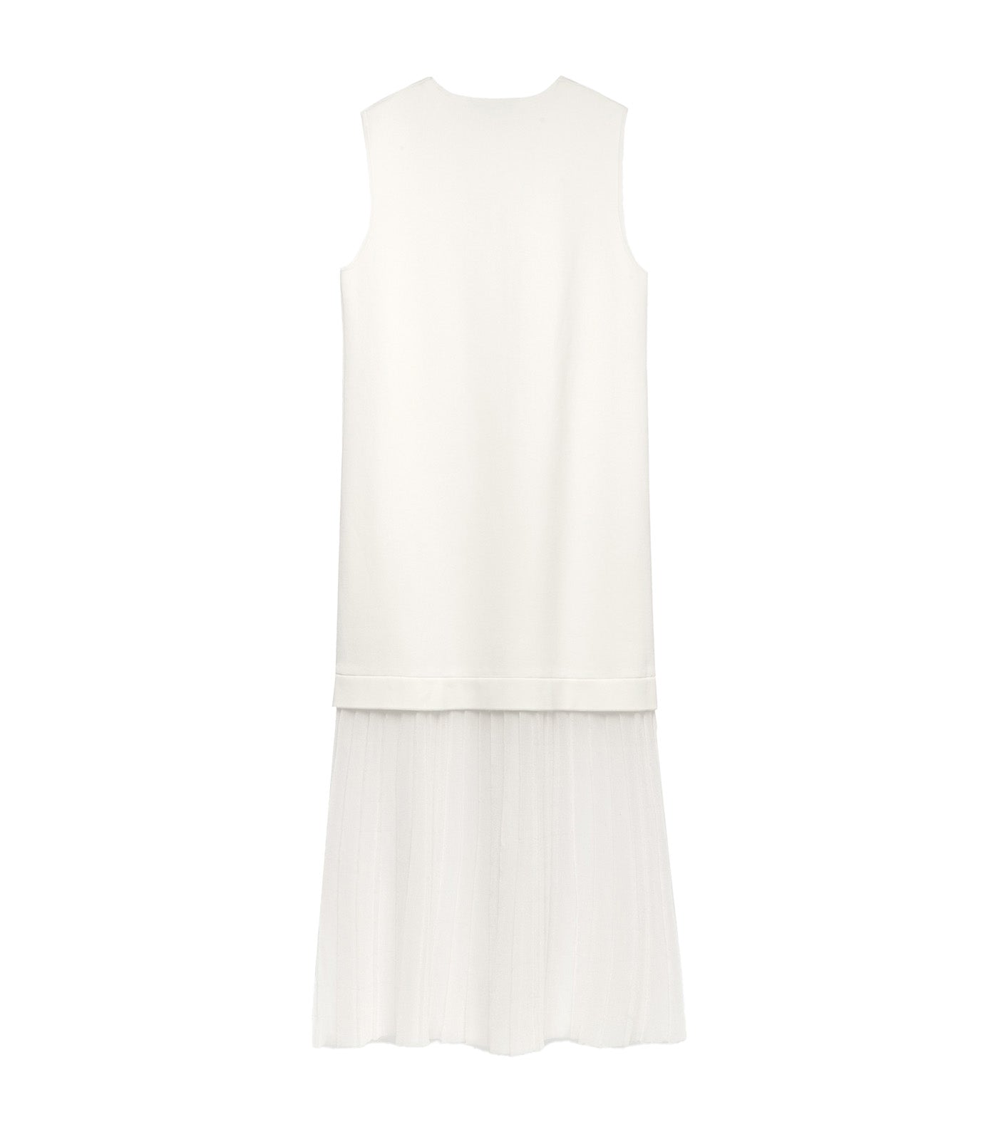 Armhole Sleeve Combined Dress Ecru