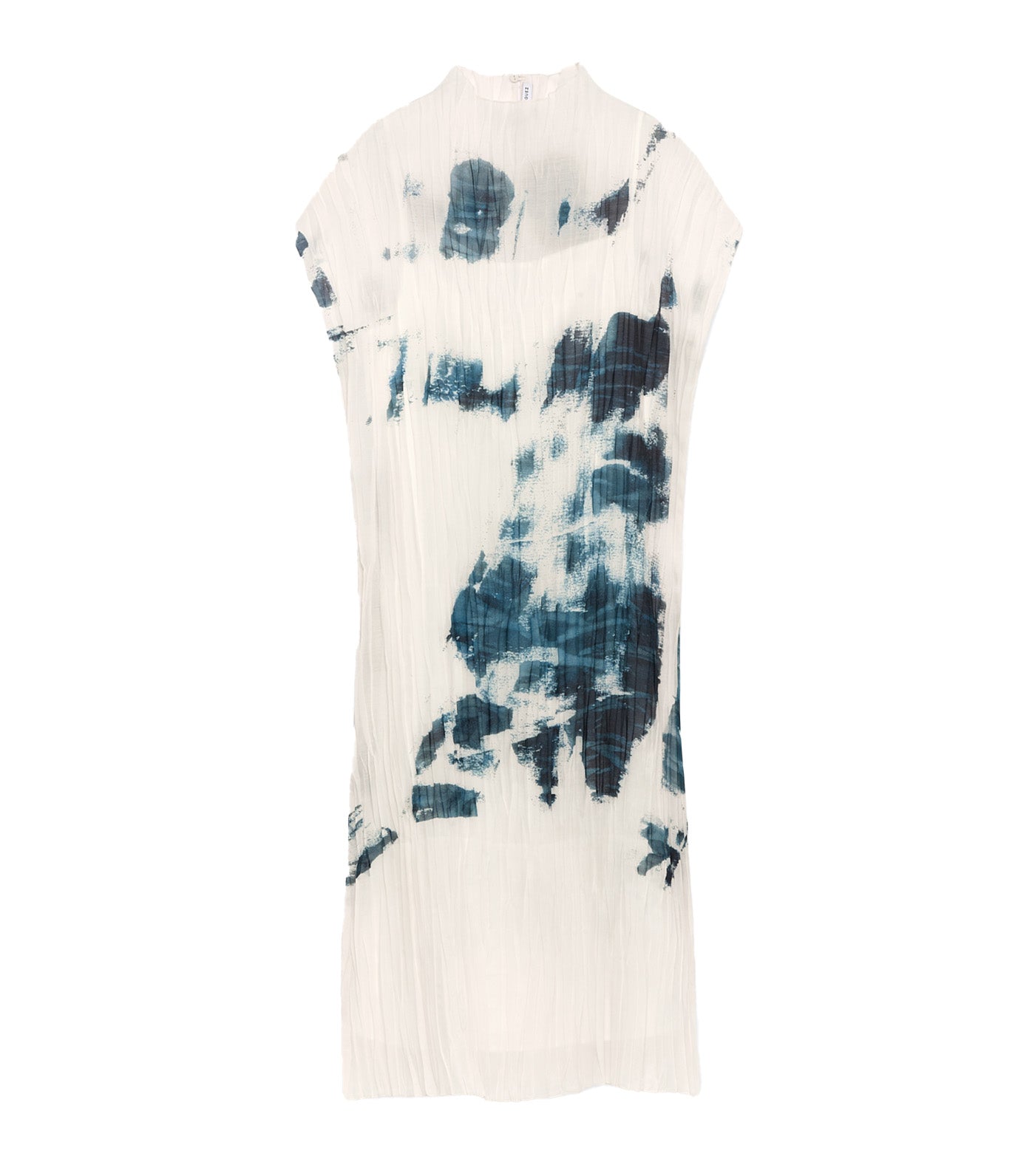 Adolfo Dominguez Printed Crinkle Dress Blue/Ecru