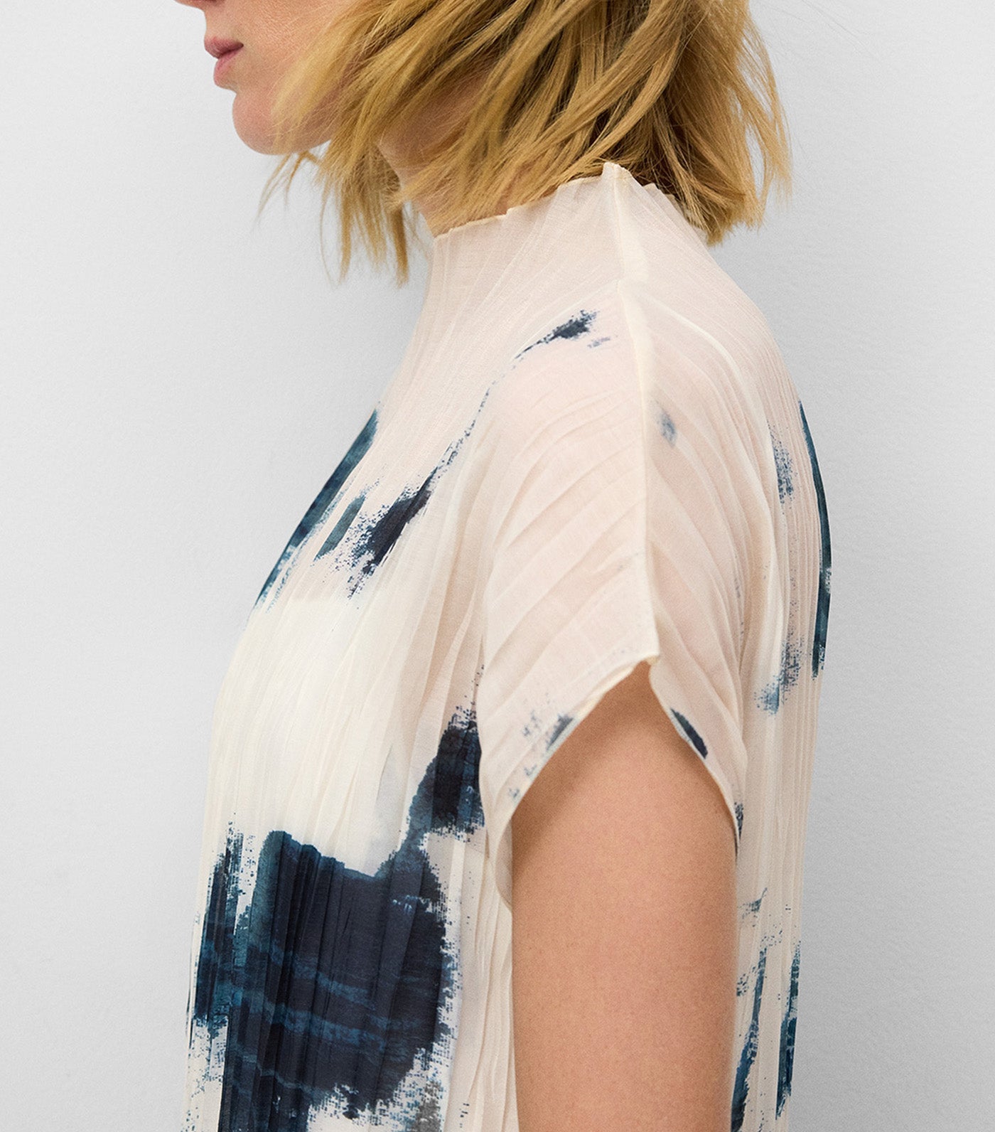 Adolfo Dominguez Printed Crinkle Dress Blue/Ecru