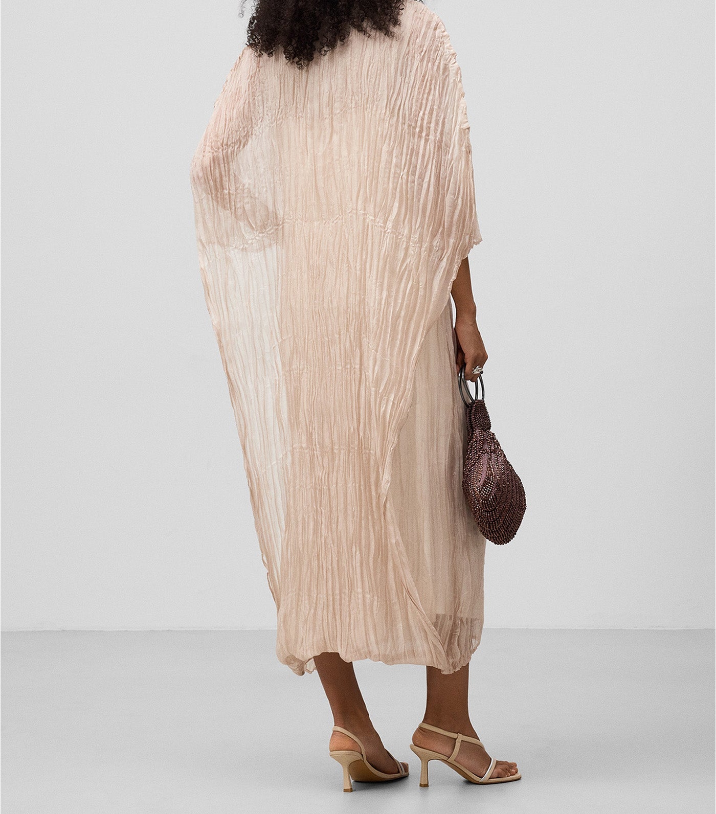 Crinkle Dress with Cape Light Pink