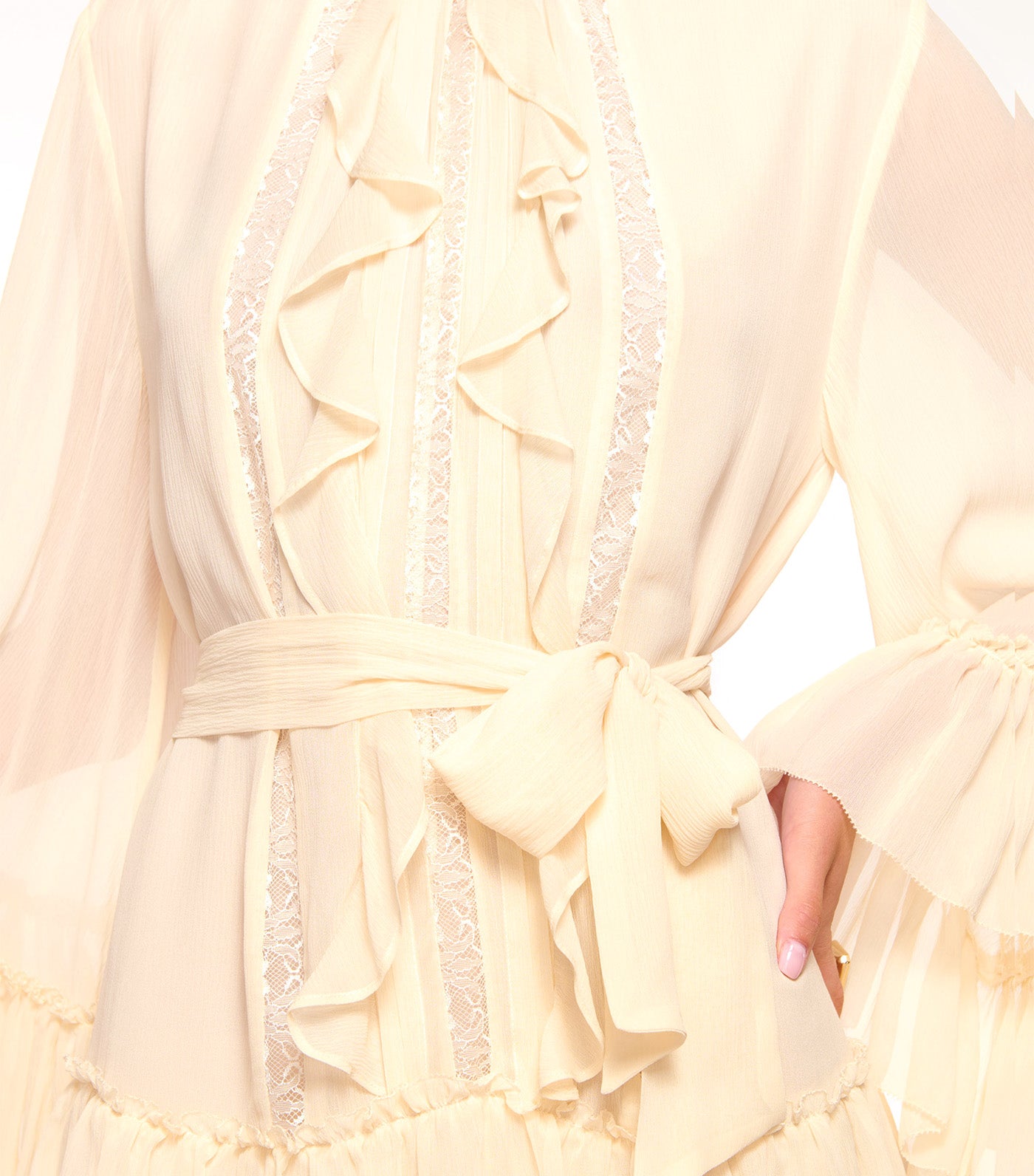 Ramy Brook Claudia Silk Chiffon Ruffle Tiered Mini Dress Bone