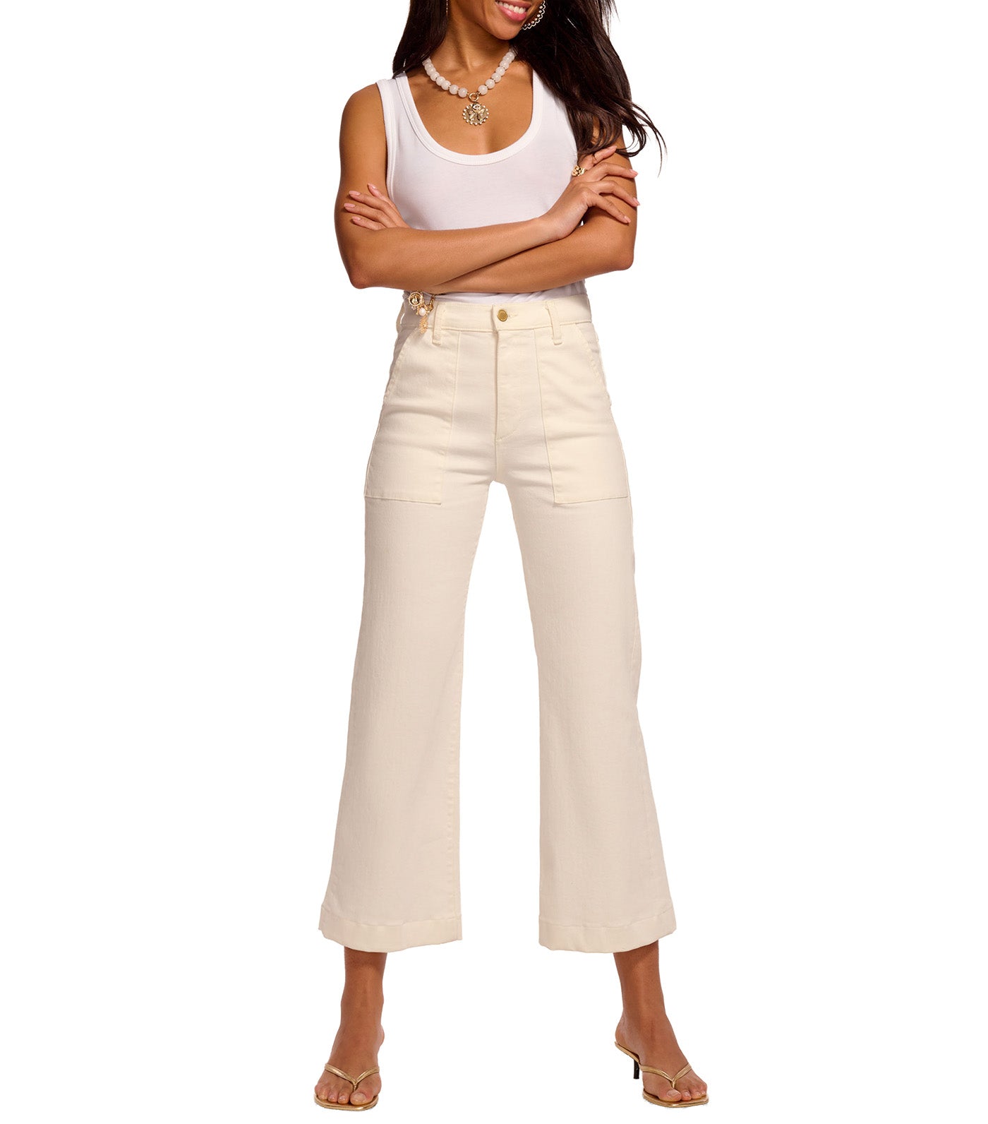 Ramy Brook Clifford Crop Flare Leg Jeans White
