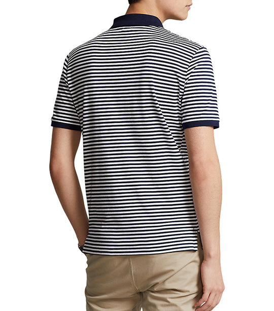 Men's Custom Slim Fit Soft Cotton Polo Shirt French Navy/White