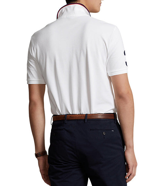 Men's Custom Slim Fit Triple-Pony Polo Shirt White