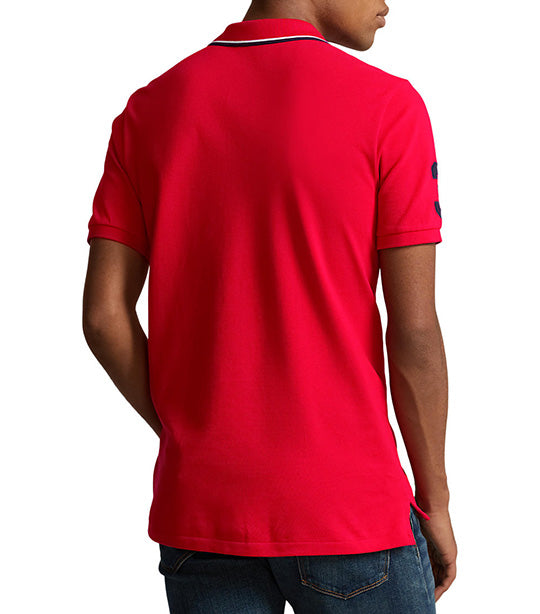 Men's Custom Slim Fit Triple-Pony Polo Shirt Red