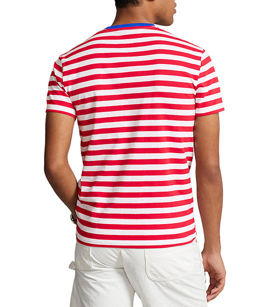 Men's Custom Slim Fit Striped Jersey T-Shirt Pandora Red/White