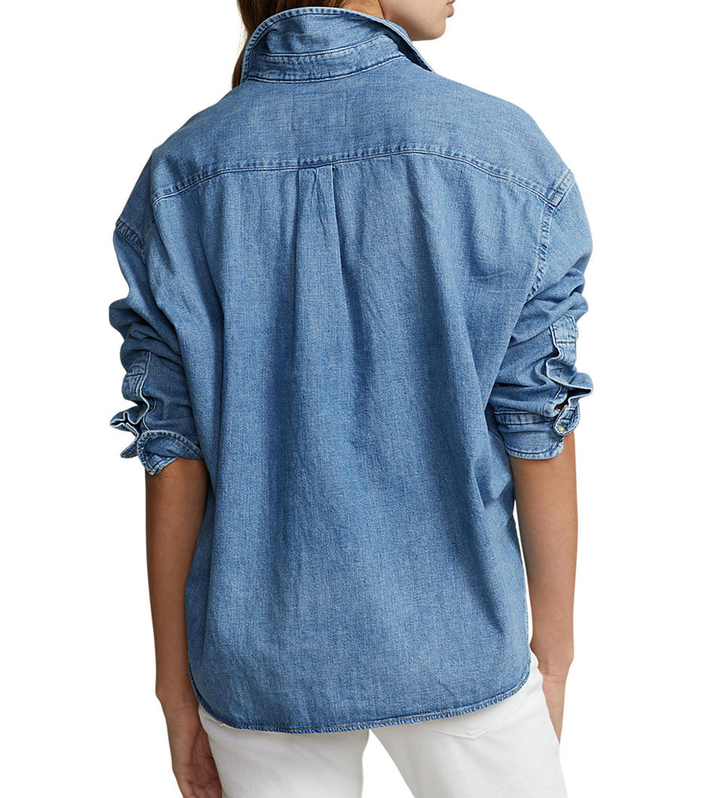 Polo Ralph Lauren Women's Wide Cropped Denim Shirt Zaia Wash | Rustan's