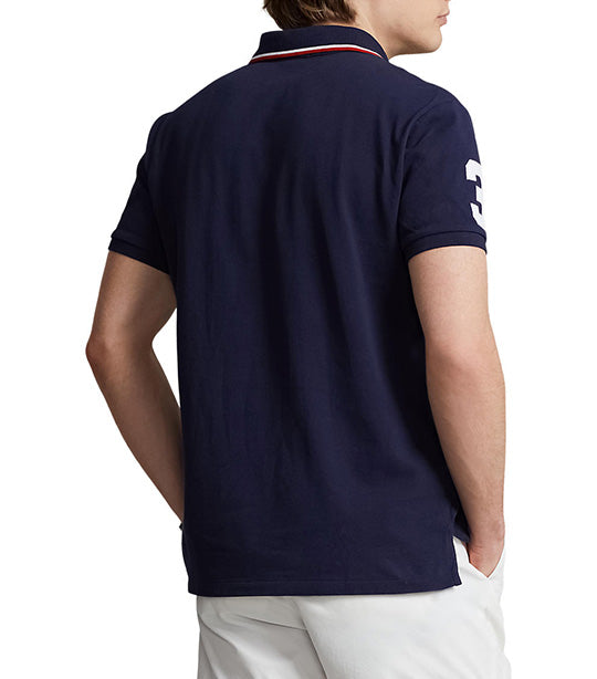 Men's Custom Slim Fit Triple-Pony Polo Shirt Cruise Navy