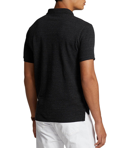 Men's Custom Slim Fit Mesh Polo Shirt Black Marl Heather