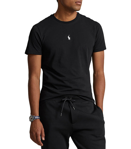 Men's Custom Slim Fit Jersey T-Shirt Polo Black