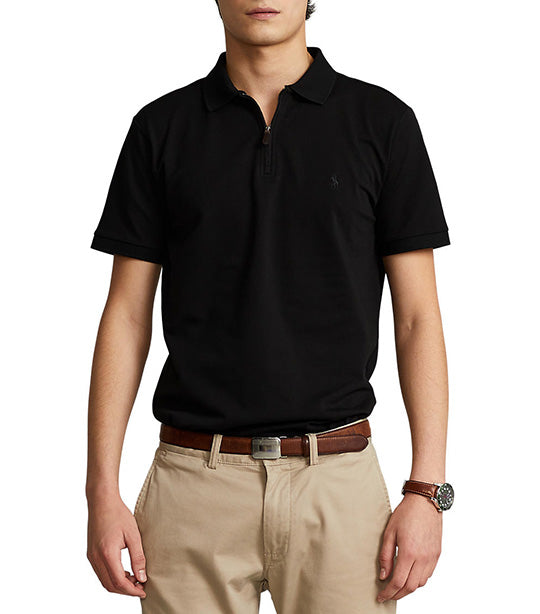 Men's Custom Slim Fit Stretch Mesh Polo Shirt Polo Black