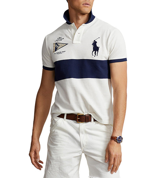 Men's Custom Slim Fit Big Pony Mesh Polo Shirt Nevis Multi