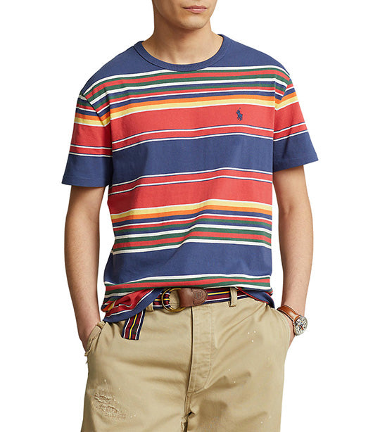 Men's Classic Fit Striped Jersey T-Shirt Light Navy Multi