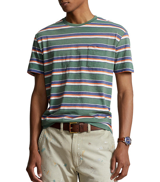 Men's Classic Fit Striped Jersey T-Shirt Washed Forest Multi