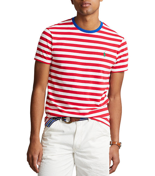 Men's Custom Slim Fit Striped Jersey T-Shirt Pandora Red/White
