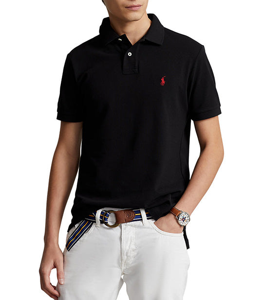 Men's Custom Slim Fit Mesh Polo Shirt Polo Black