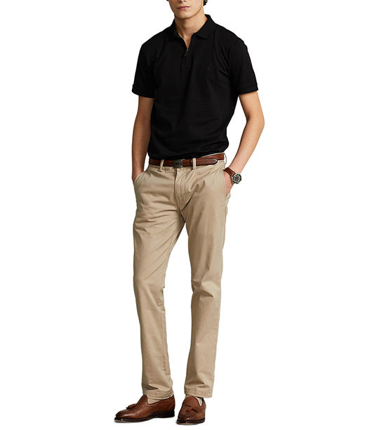 Men's Custom Slim Fit Stretch Mesh Polo Shirt Polo Black