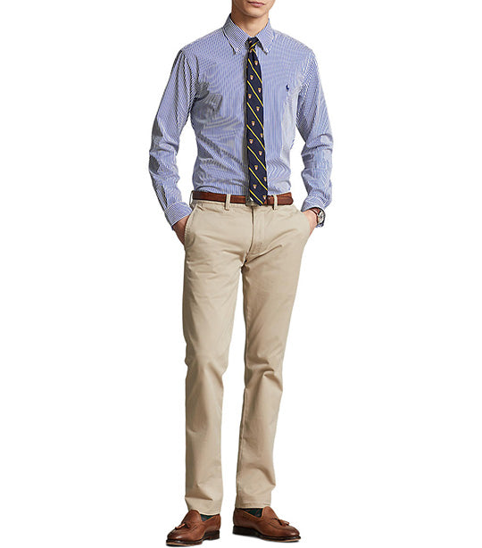 Men's Custom Fit Striped Stretch Poplin Shirt Blue/White Bengal Stripe