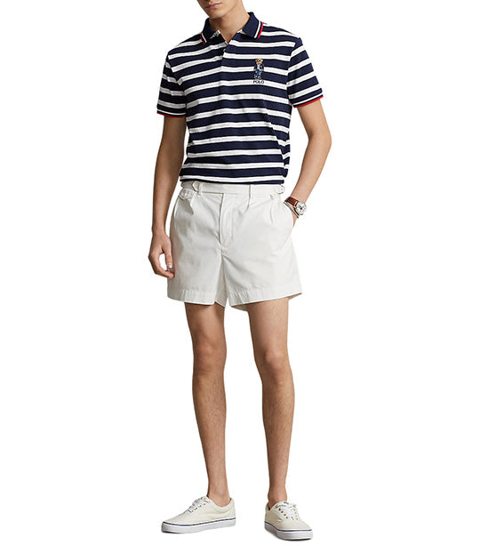 Men's Custom Slim Polo Bear Mesh Polo Shirt Navy/White