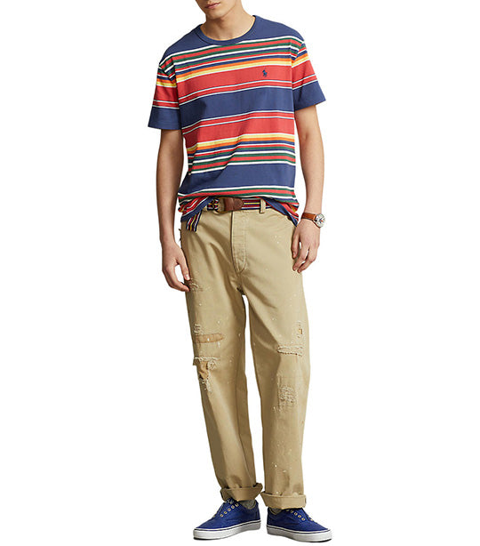 Men's Classic Fit Striped Jersey T-Shirt Light Navy Multi