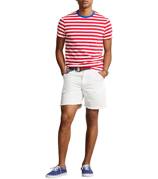 Men's Custom Slim Fit Striped Jersey T-Shirt Pandora Red/White