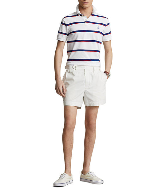 Men's Custom Slim Fit Striped Mesh Polo Shirt White Multi