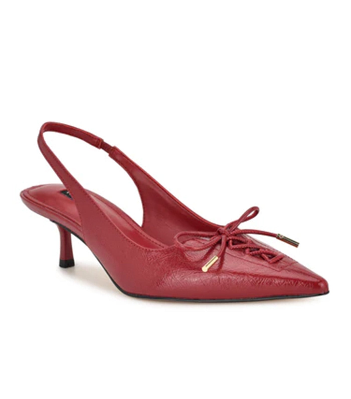 Anora Kitten Heel Slingback Pumps Dark Red