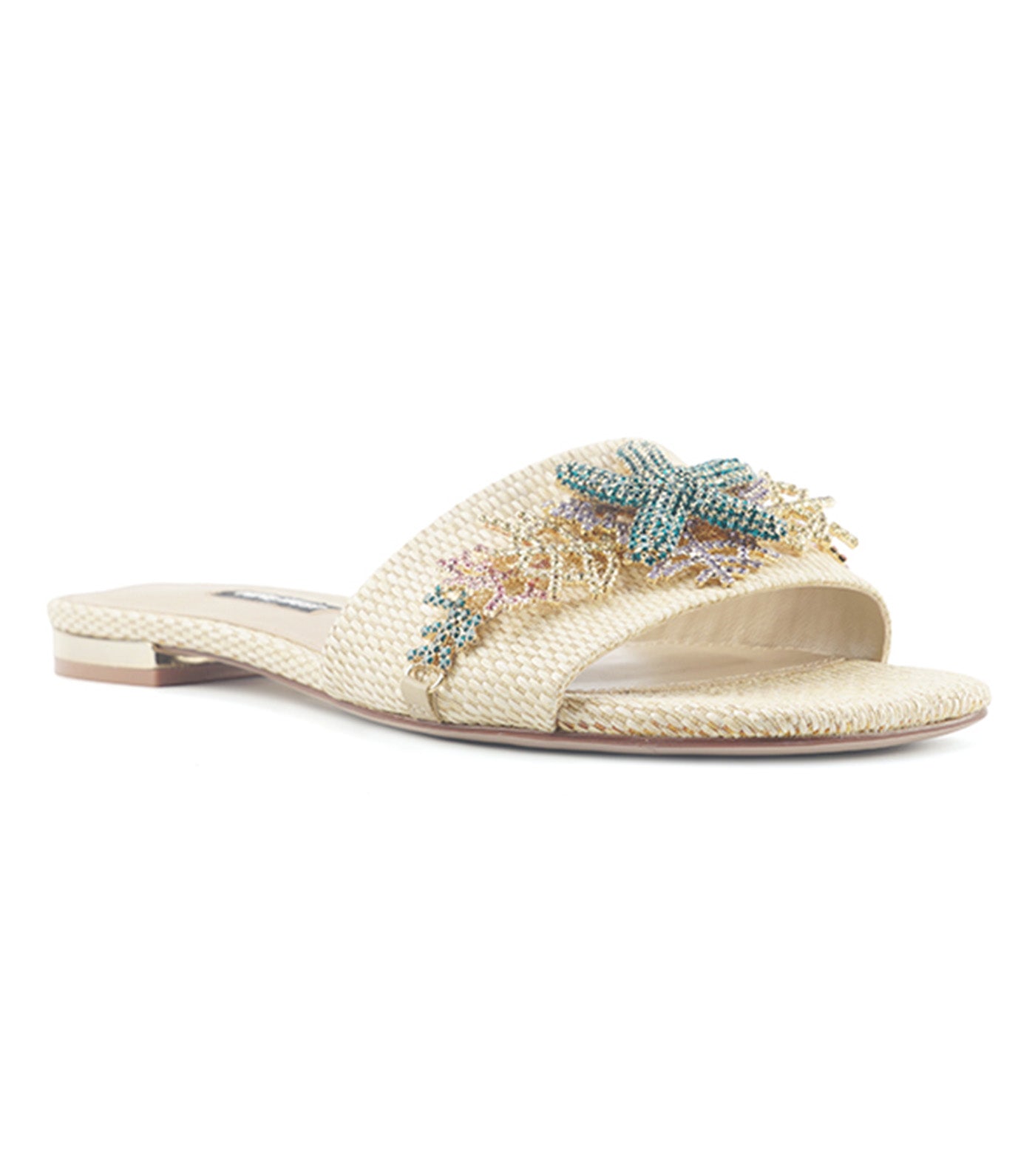 Gissan Textile Flat Sandals Natural