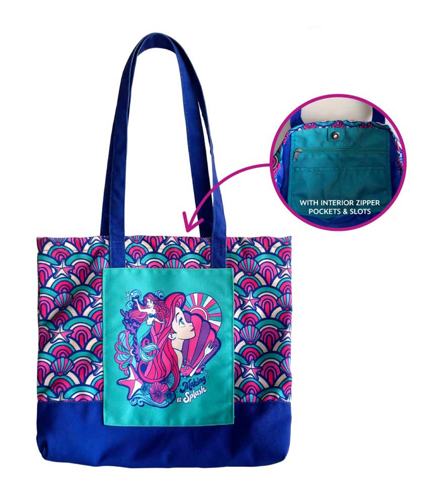 Disney Princess Ariel Pattern Ditsy Tote Bag