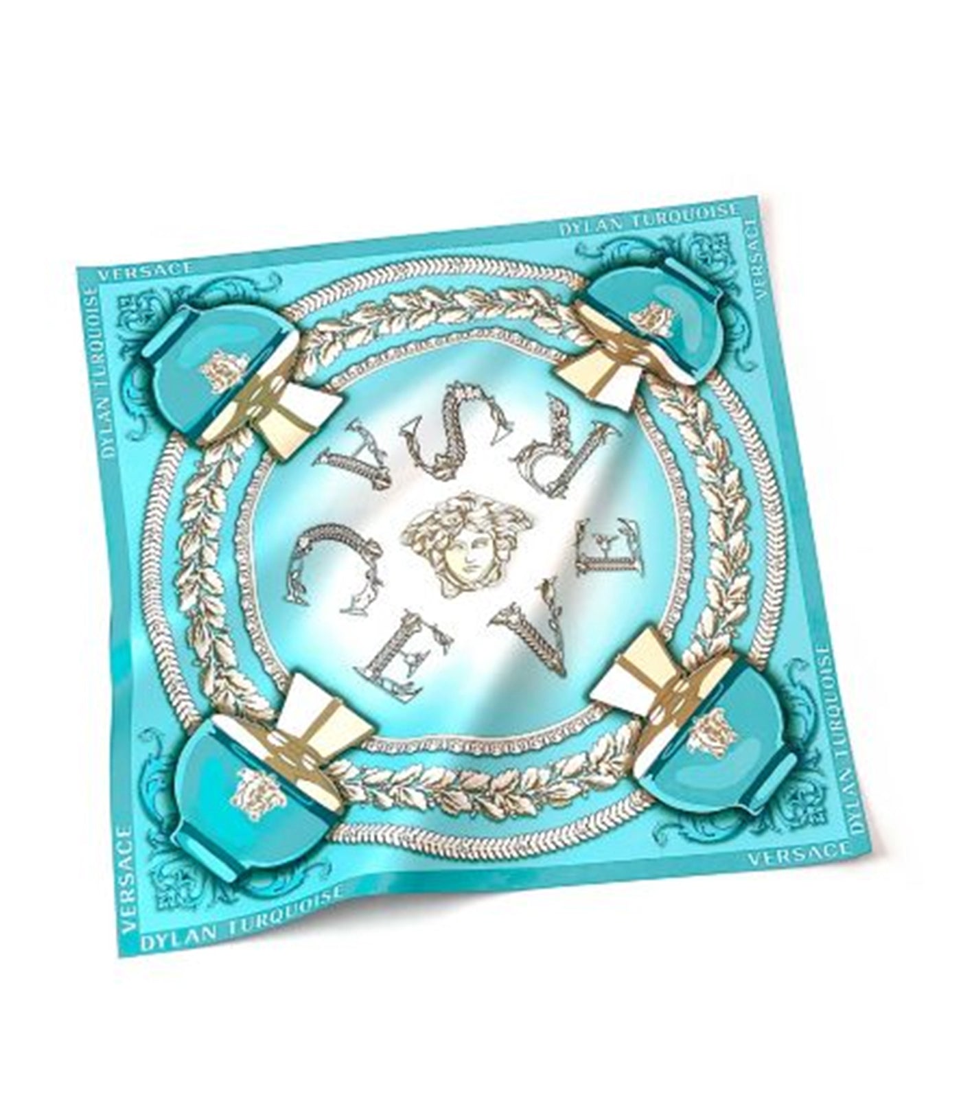 VERSACE Complimentary Dylan Turquoise Square Silk Scarf