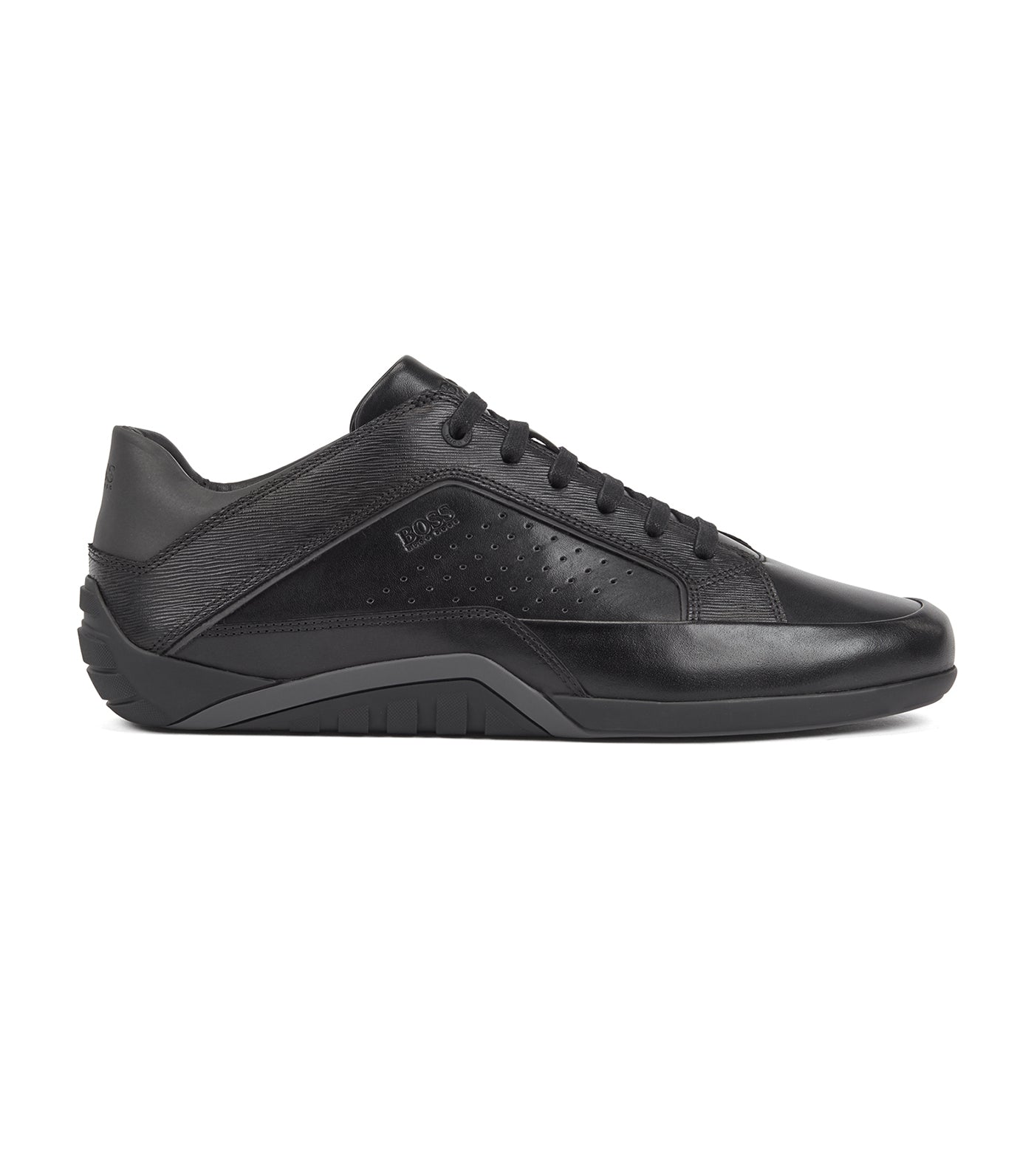 Low-Profile Trainers in Nappa and Embossed Leather Black
