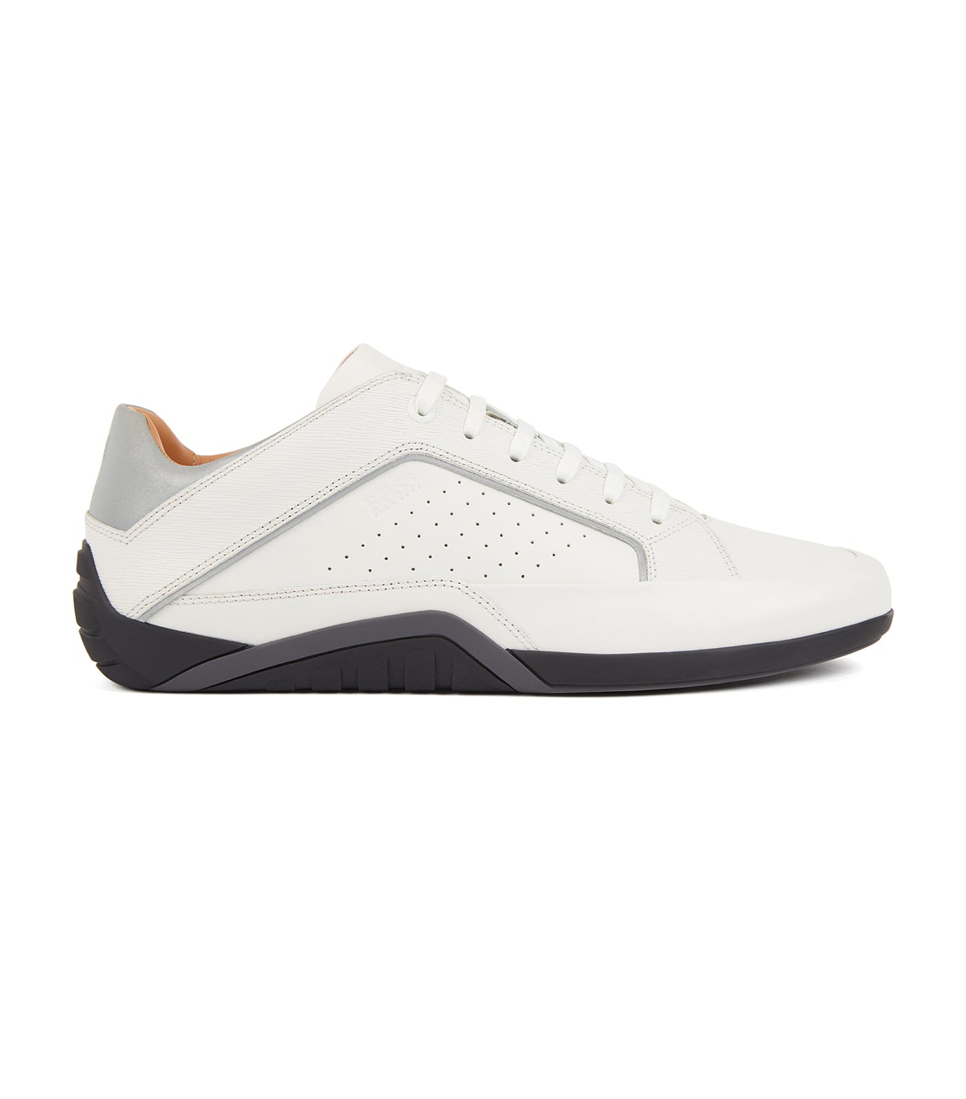 Low-Profile Trainers in Nappa and Embossed Leather White