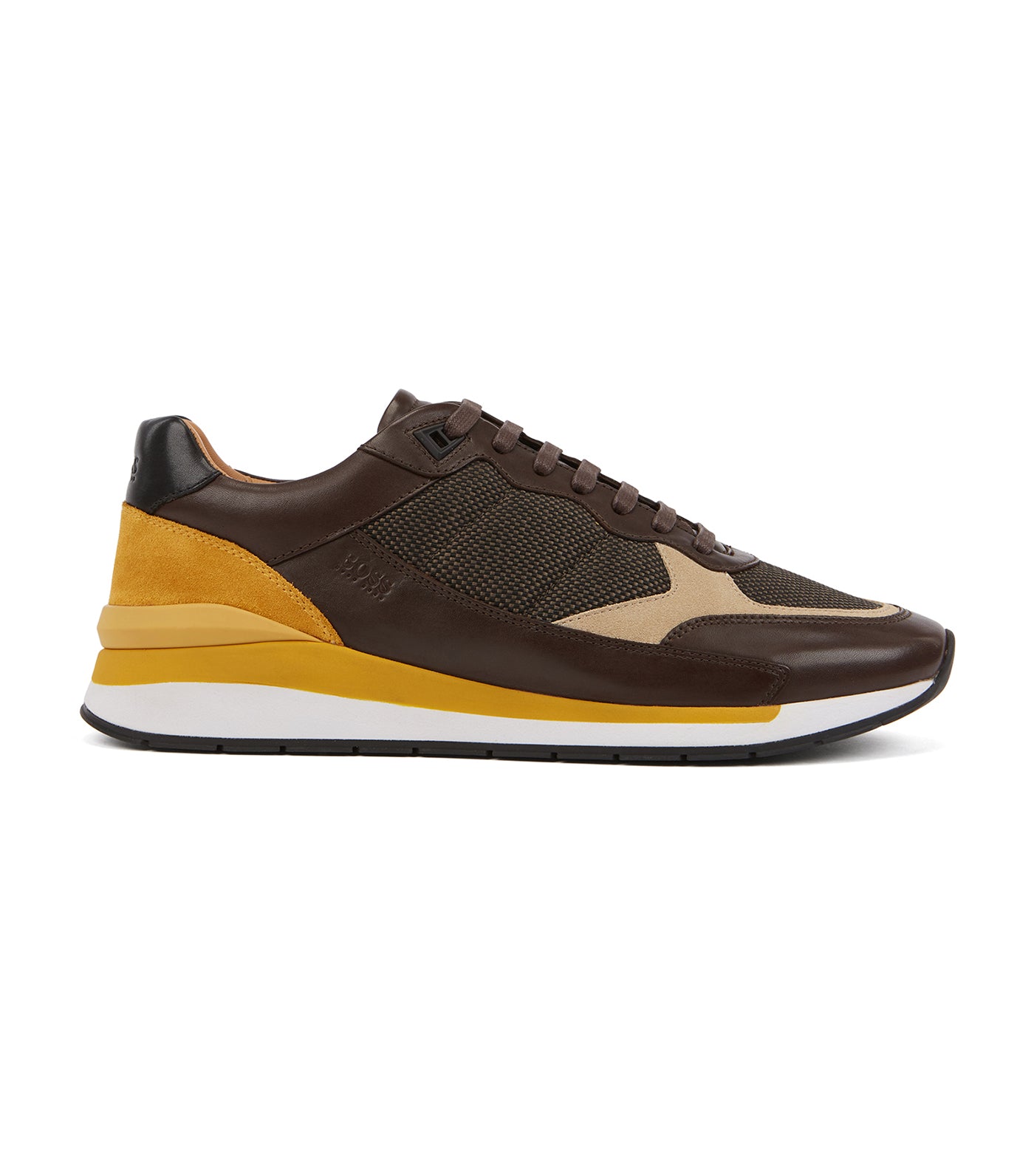 Running-Inspired Hybrid Trainers with Pop-Color Accents Open Brown