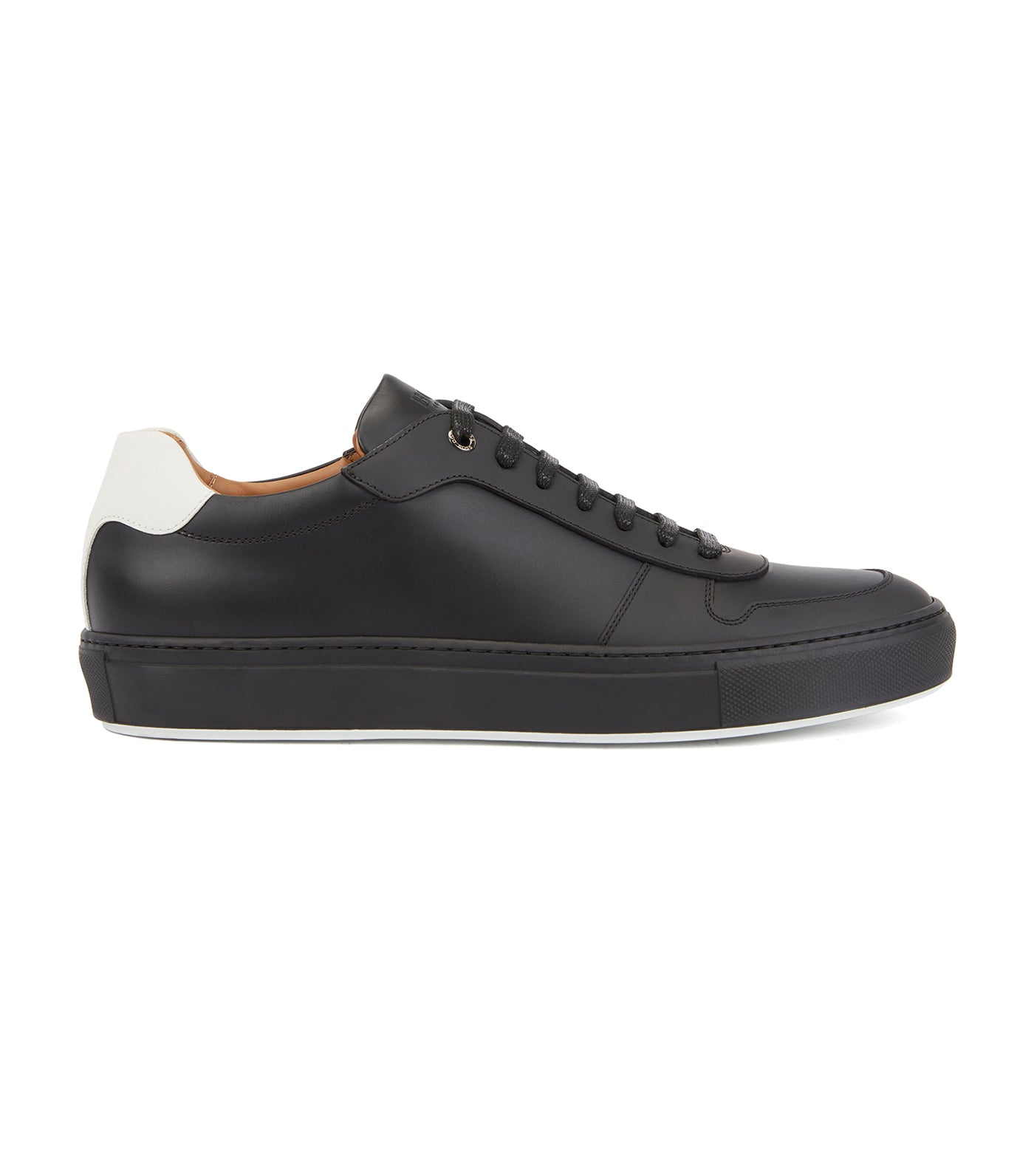 Italian-Made Trainers In Calf Leather with Rubberised Overlays Black