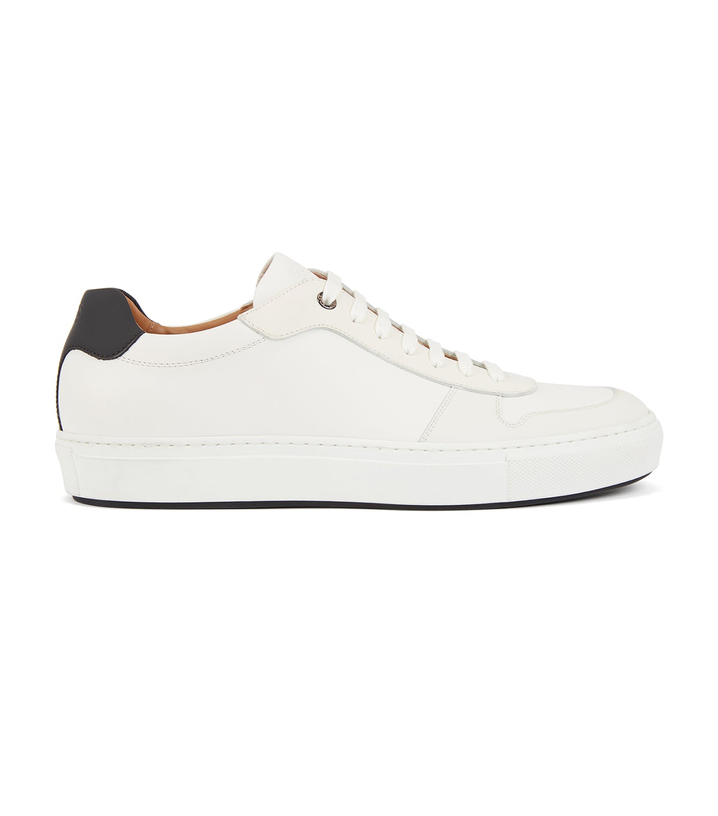 Italian-Made Trainers in Calf Leather with Rubberised Overlays White