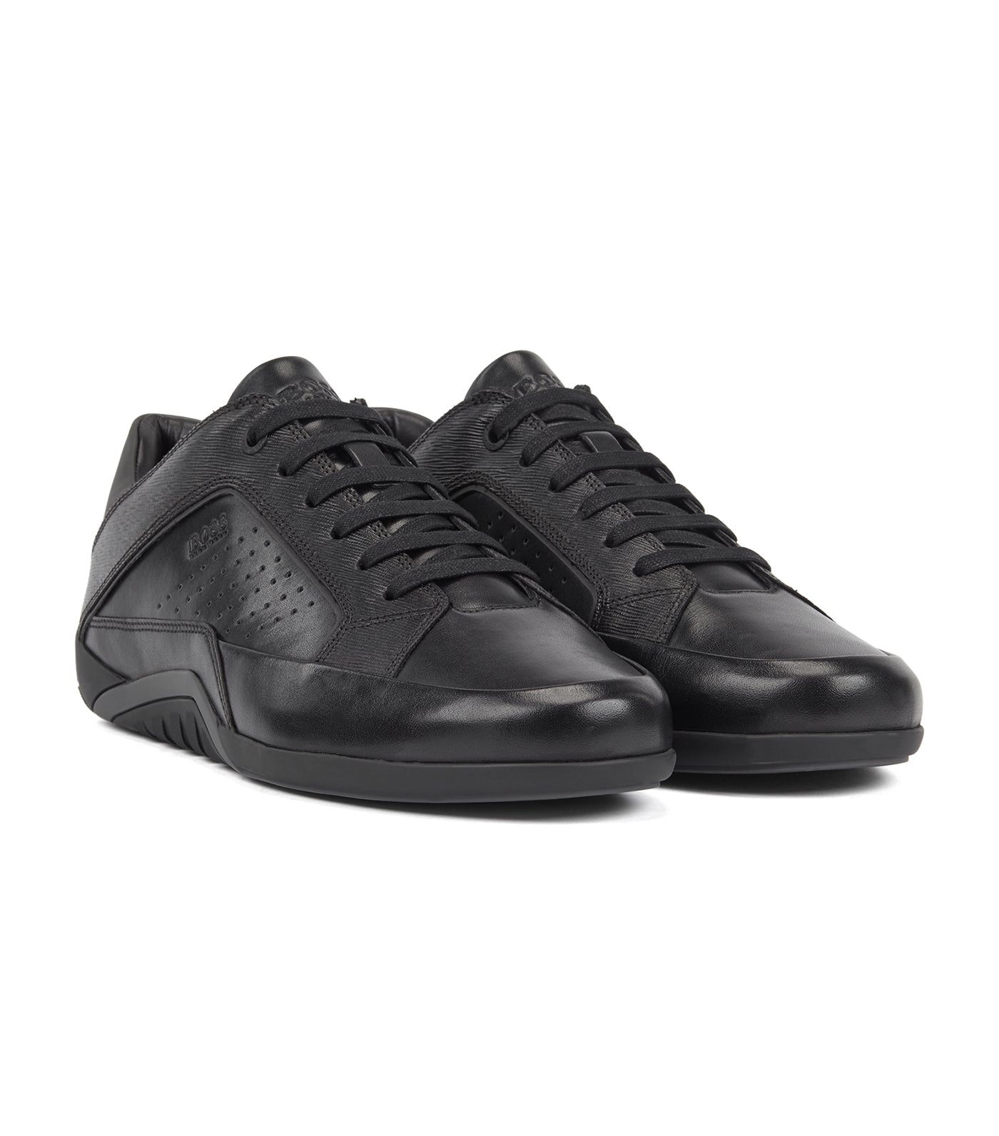 Low-Profile Trainers in Nappa and Embossed Leather Black