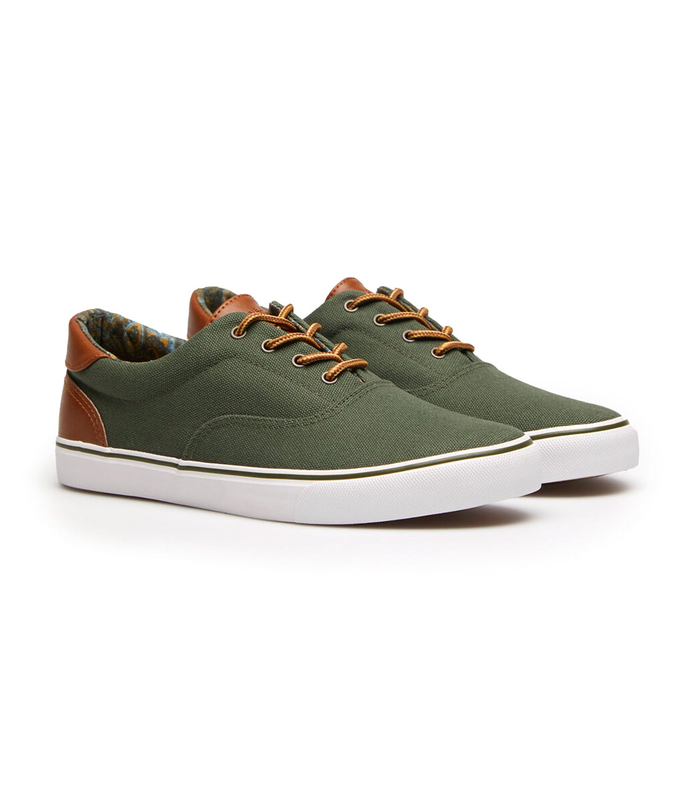 springfield cotton lace-up skater sneakers - green
