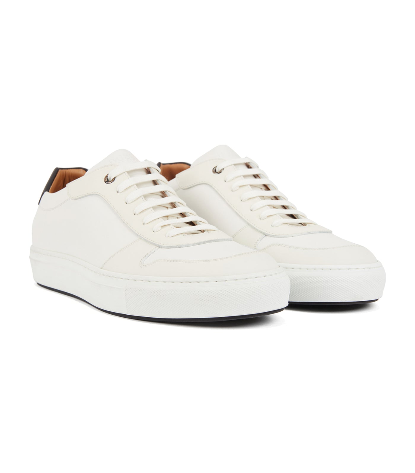 Italian-Made Trainers in Calf Leather with Rubberised Overlays White