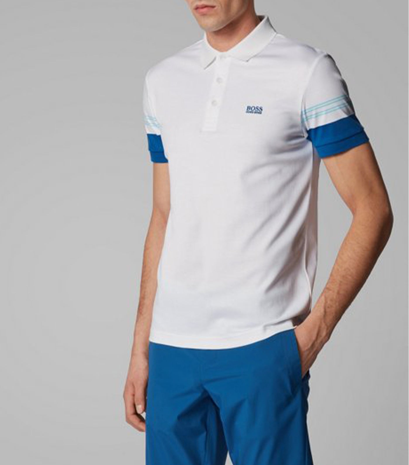 Paule 1 Engineered-Stripe Sleeves Polo Shirt White