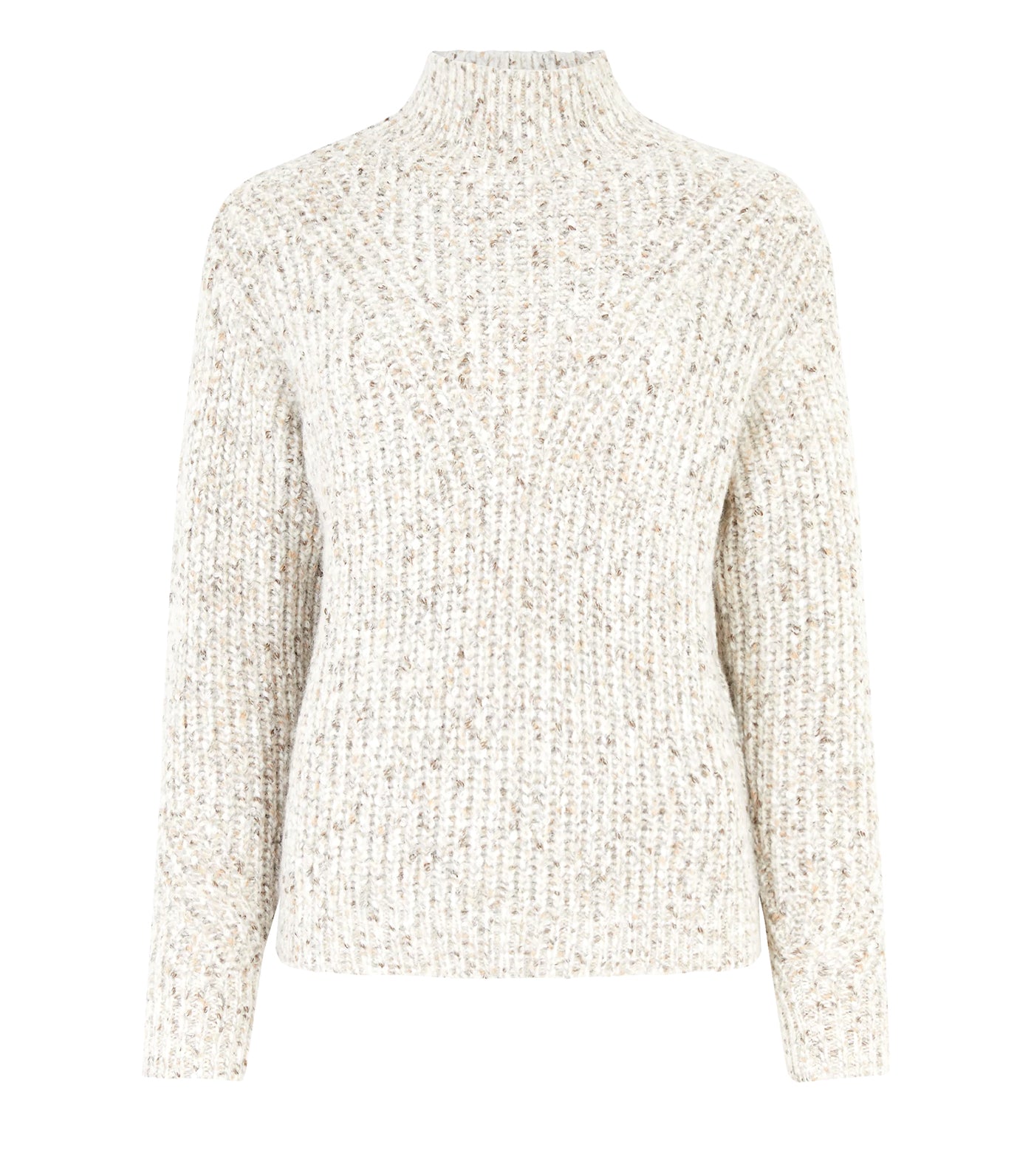 Textured Funnel Neck Relaxed Sweater Oatmeal