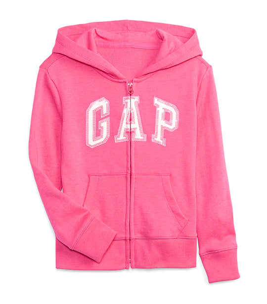 Kids Gap Logo Zip Hoodie in French Terry Pink Jubilee Nylon