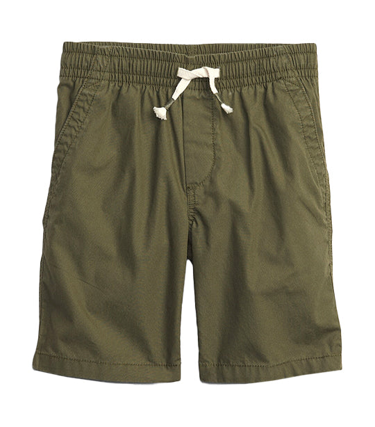 Kids Pull-On Poplin Shorts with Washwell Army Jacket Green